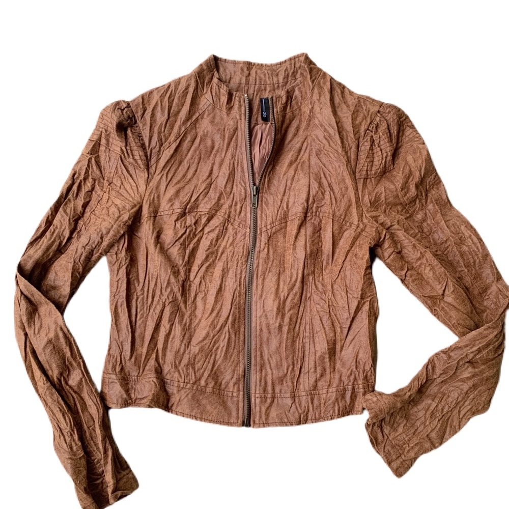 Zio faux crinkle leather jacket
